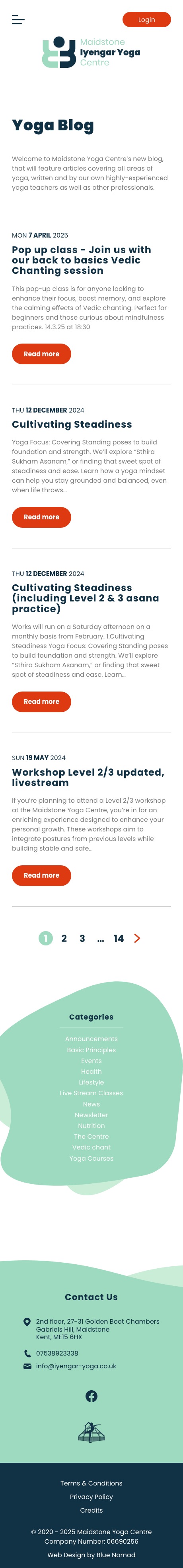 Maidstone Yoga Centre website screenshot