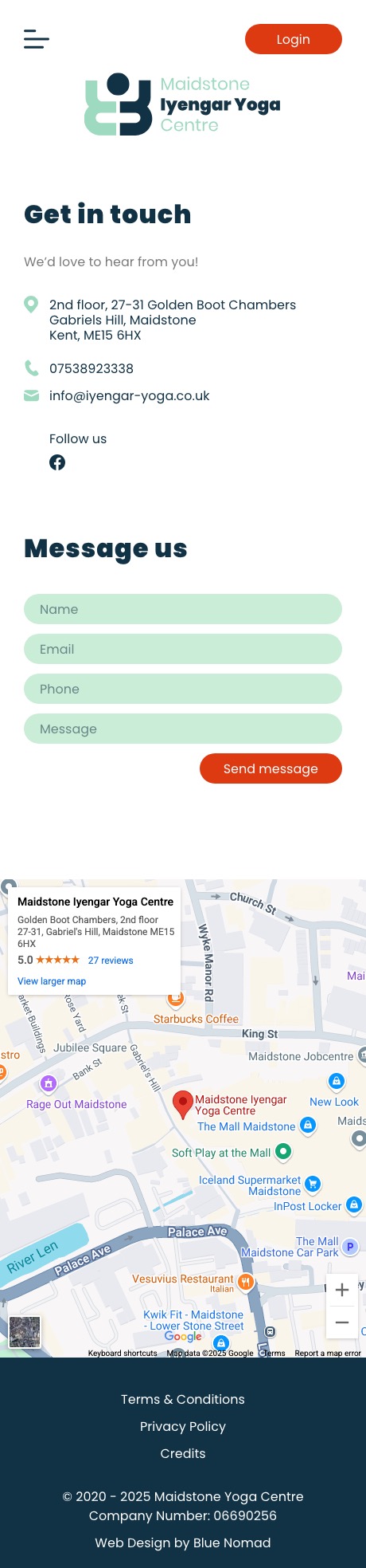 Maidstone Yoga Centre website screenshot