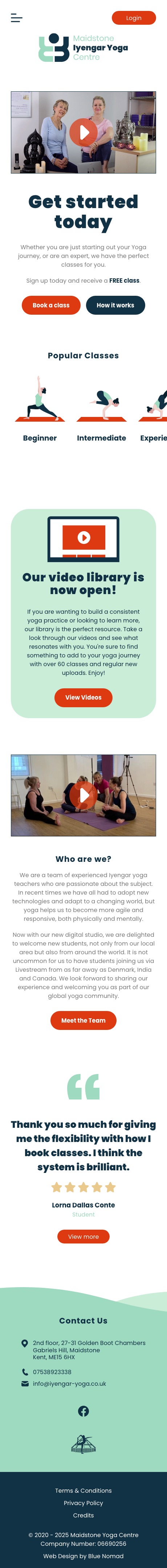 Maidstone Yoga Centre website screenshot
