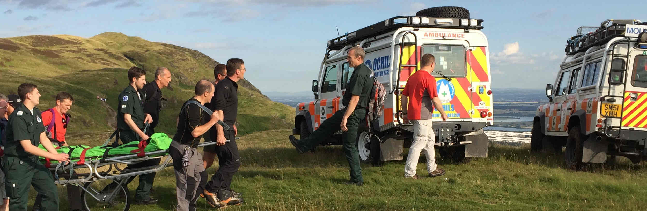 The Mountain Rescue Team helping an injured climber