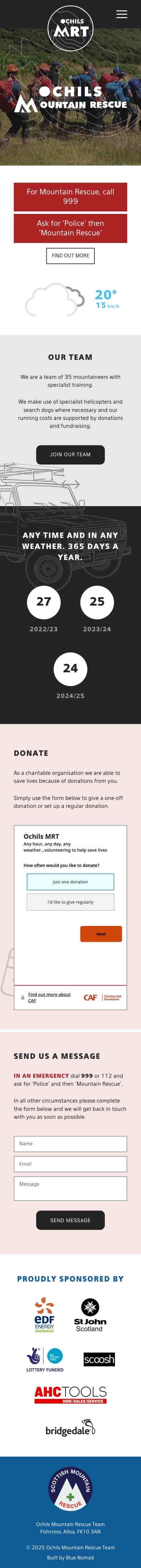 Ochils Mountain Rescue Team website screenshot